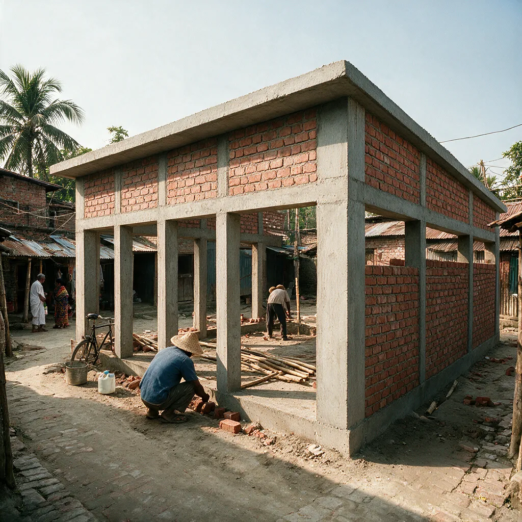 Example photo — a shared kitchen & bath facility once roofed