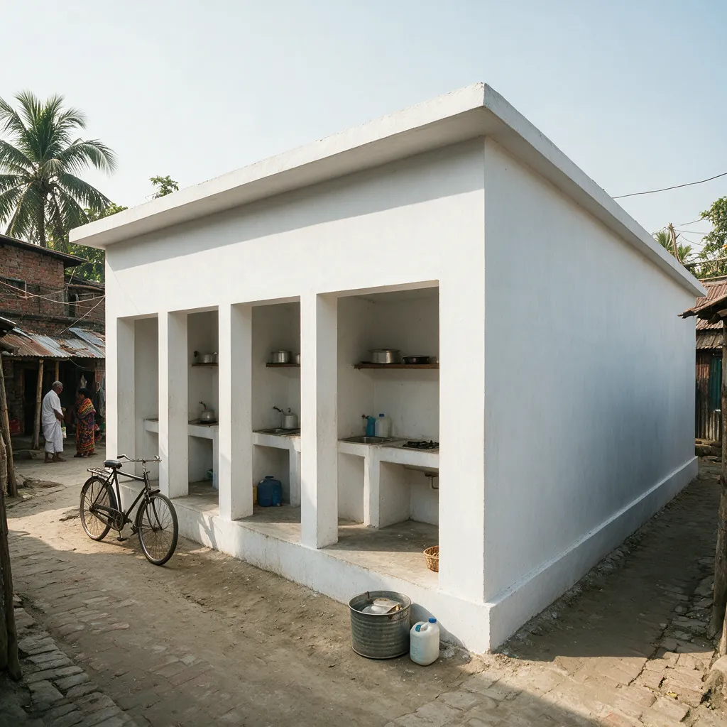 Example photo — the completed, opened shared kitchen & bath facility
