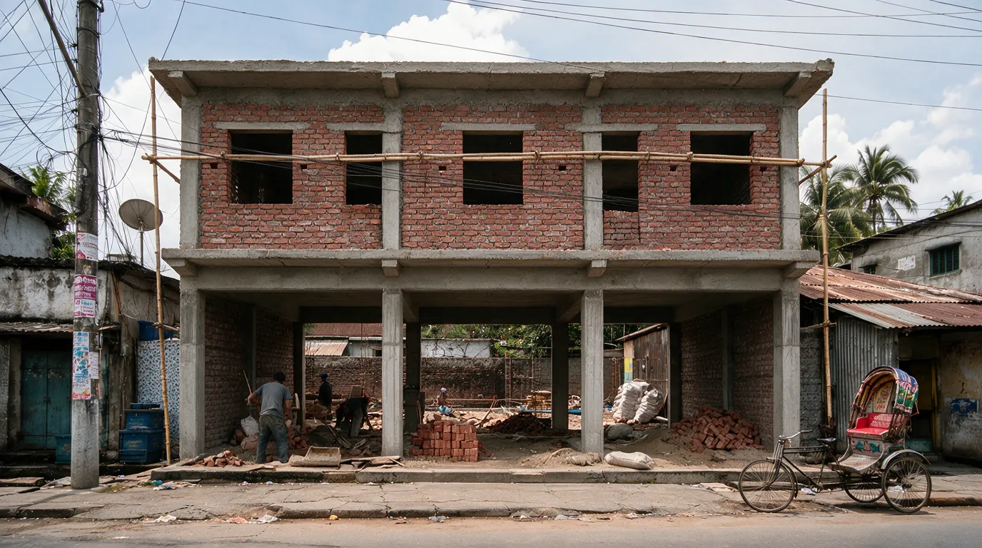 Example photo — a shared housing facility once roofed